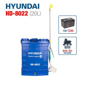 Bình xịt điện 2 bơm HYUNDAI HD-8022 (20 Lít, Ắc quy 12V - 12AH, bơm đôi)