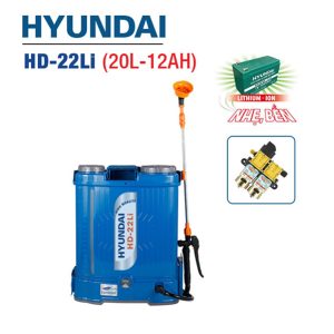 Bình xịt điện Pin Lithium siêu nhẹ 2 bơm HYUNDAI HD-22LI (20 Lít, 12AH, bơm đôi)